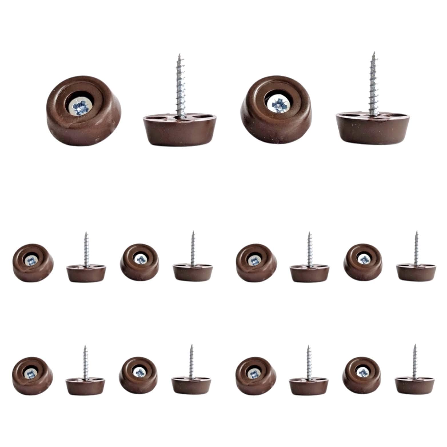 Keay Vital Parts - 24 Pieces Furniture Glides 21mm Brown Nylon Chair, Sofa, Table Feet Gliders, Floor Protectors Pads - Made in Germany