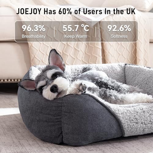 JOEJOY Extra Large Dog Sofa Bed, Waterproof Lamb Fleece PP Cotton XL Dog Bed With Nonskid Bottom, Washable Grey Dog Bed For Large Labrador, German Shepherd, 89x64x23cm