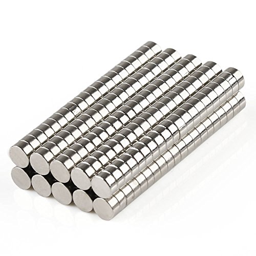 Round Magnets for Refrigertor by OMO Magnetics, 200pcs 4x2mm Stainless Steel Magnet, Office Magnets, Art & Craft Magnets, Whiteboard Magnets, Map Magnets, Durable Mini Magnets for Multi-Use