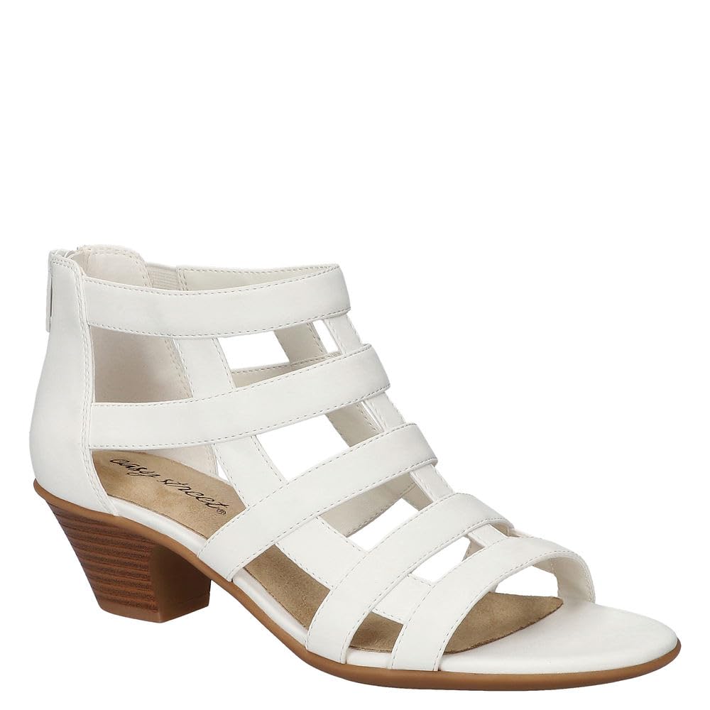 Easy Street Women’s Marg Heeled Sandal, White, 10 X-Wide