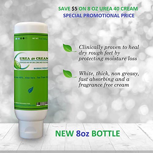 Urea Cream 40 Plus 2% Salicylic Acid Cream, Dermatologist Recommended One-Step Exfoliating Skin Moisturizer Foot Therapy (8oz-Bottle)