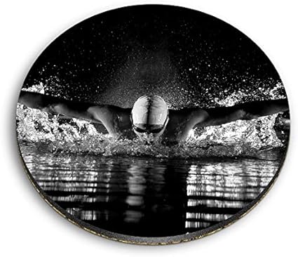 Destination 43616 - Imanes redondos de MDF - BW - Natación de atletas