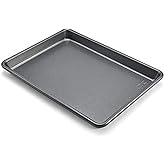 Chicago Metallic Commercial II Non-Stick Small Cookie/Baking Sheet. Perfect for making jelly rolls, cookies, pastries, one-pan meals, and more,12.25 by 8.75, Gray