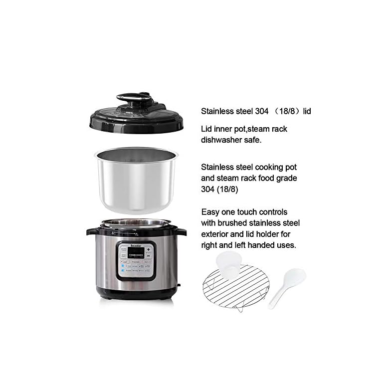 Becooker 4/6/8 Qt 5-in-1 Use Programmable Pressure Cooker, Stainless