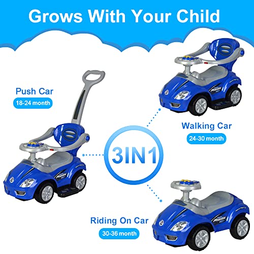 ChromeWheels Push Cars for Toddlers, 3 in 1 Ride on Push Car with