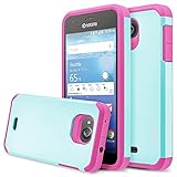 Kyocera Hydro Air, Kyocera Hydro Wave Case, RANZ Hot Pink with Aqua Blue Hard Impact Dual Layer Shockproof Bumper Case For Kyocera Hydro Wave C6740