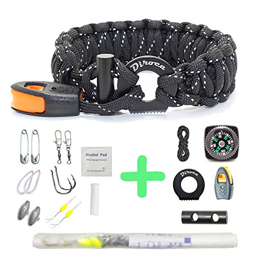 Paracord Bracelet Survival Gear 550 Premium Black Reflective