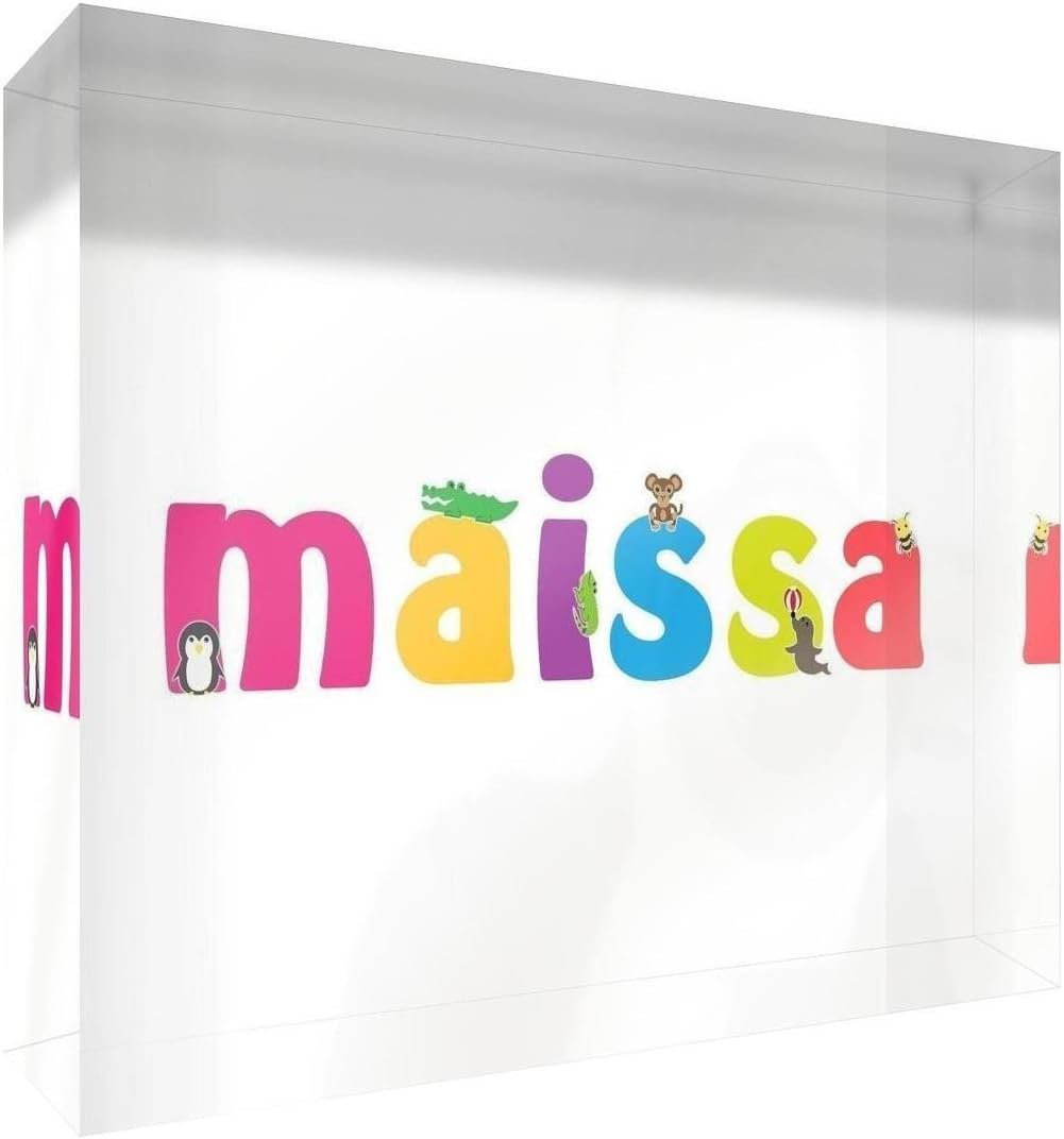 Little Helper Souvenir Decorative Polished Clear Acrylic Diamond Style Example Girl/The Name of Colourful Maissa 10.5 x 15 x 2 cm Large