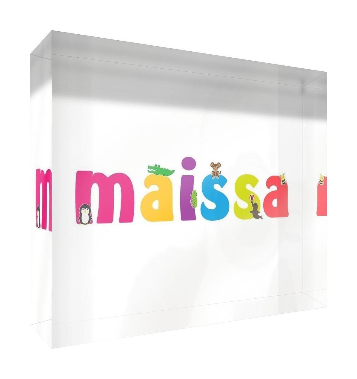 Little Helper Souvenir Decorative Polished Clear Acrylic Diamond Style Example Girl/The Name of Colourful Maissa 10.5 x 15 x 2 cm Large