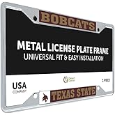 Desert Cactus Texas State University Car Accessories Bobcats Metal License Plate Frame and Tag Holder for Front or Rear of Car (Mascot)