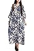 Mordenmiss Women's Printing Dress Travel Line Clothing Large Style 1-Blue