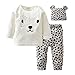 Baby Boys Girls Long Sleeve Leopard T-Shirt Top Clothes Pants Hat Outfits Set (White, 18-24 Months)
