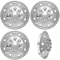 4pc Full Set of 16 Wheel Simulators for 8 Lug 4 Hole for Dually Trucks, RV Trailer Van Stainless Alloy Wheels , OEM Factory Replacement - Universal Fit Easy Snap On