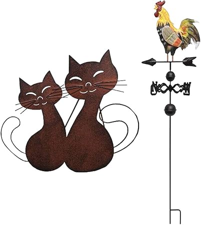 Fenteer Coq De Girouette Figuire De Chat En Fer Pour Garage Coupole Grange Ou Belvedere Amazon Fr Jardin