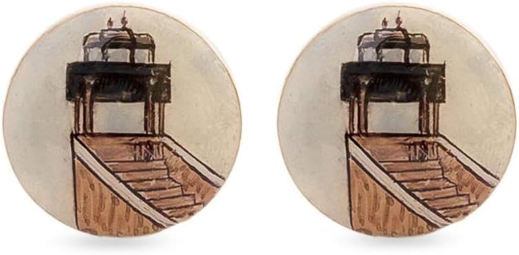 Rosec Jewels Personalized Antique Sun Dial Handmade Enamel Cufflinks, Vintage Statement Groom Wedding Anniversary Cufflinks, Father of The Bride Suit Tie Cuff Link