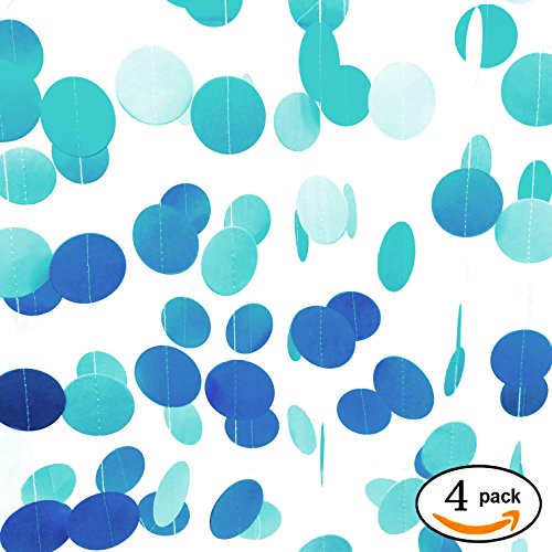 AWESON PARTY Sky Blue Paper Garland Hanging Decorations Circle Dots Streamers Happy Birthday Baby Shower Merry Christmas New Years Party Table Centerpieces Decorations - Thumbnail 5