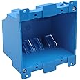 XGGYA 2 Gang Old Work Electrical Box,Blue,25 Cu.in.Switch/Outlet Box,4-1/3-Inch Length by 4-1/6-Inch Width by 2-1/3-Inch Depth,PVC Old Work Outlet Box for Constructions, ETL Certified(1 Pack)