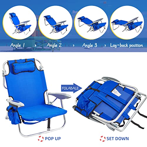 ROWHY Backpack Beach Chair for Adults with Cooler Pouch Portable