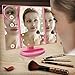 Ceenwes Makeup Mirror Trifold Touch Screen Vanity Mirror with 21 LED Lights Lighted makeup mirror with 4 Magicfly 10/3/2/1X Mirror Dual Power Supply 180°Adjustable Stand Light Up Mirror for Cosmetic
