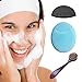 Facial Brush for Cleaning, Cleansing and Exfoliating with Charcoal Konjac Sponge and Silicone Face Scrubber Exfoliator Pads with Travel Makeup Bag