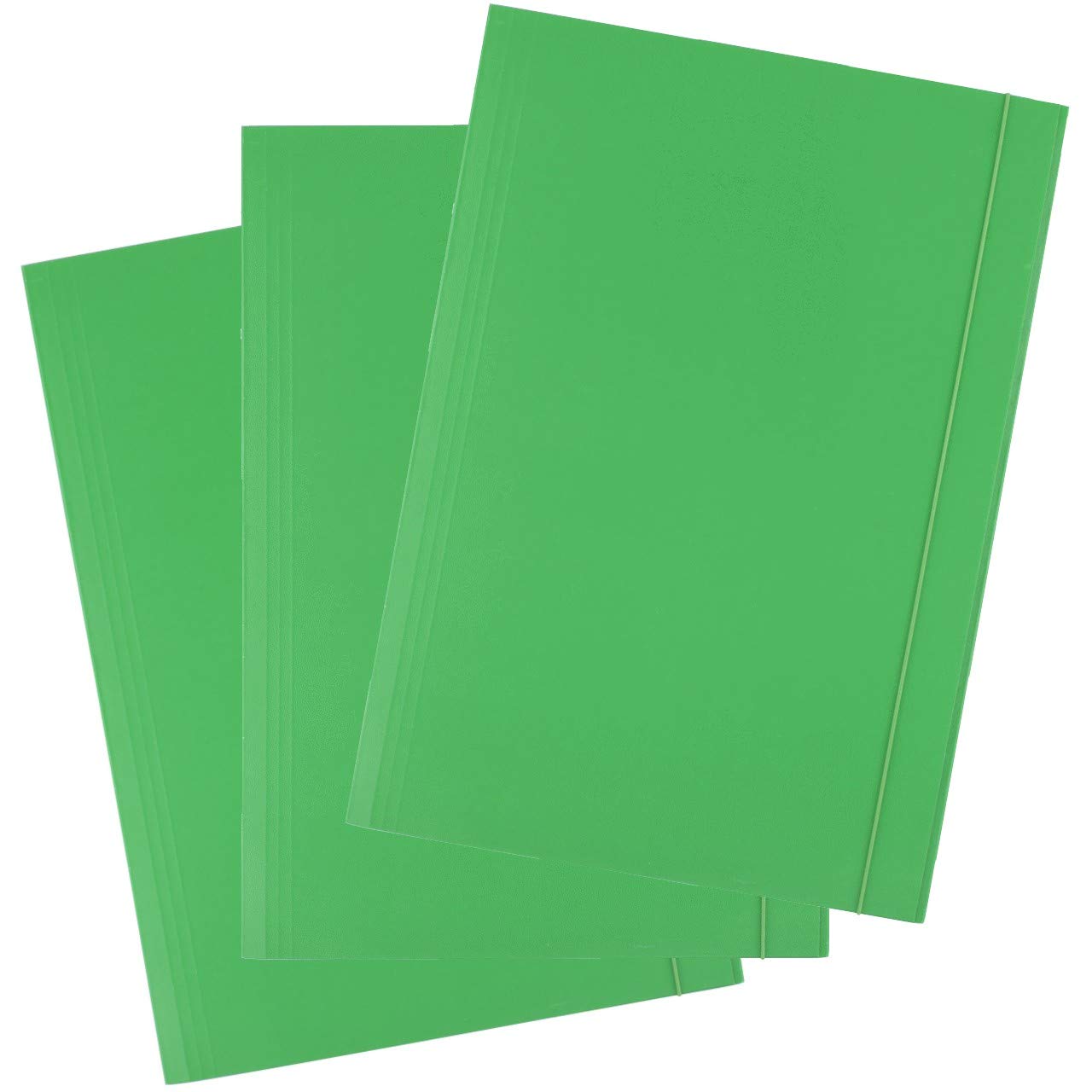 D.RECT | Folders for Paperwork | Cardboard Files | Folders with Elastic Band | Document Organiser | Folder for School - Office - Home | Pack of 25 Pieces | 3 Flaps | Size: A4 | Colour: Green