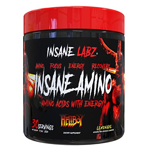 Insane Labz Insane Amino Hellboy Edition, BCAA with Energy Focus Muscle Recovery, Intra Workout Powder, 2 1 1 Branched Chain Amino Acid Powder, 30 Srvgs, Fruit Punch