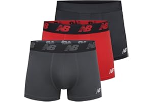 New Balance Men's No Fly Trunks Underwear, Jacquard Waistband, Breathable Lightweight, Moisture Wicking (3 Pack)