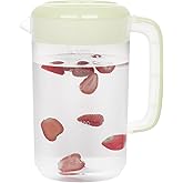 RAMFIYN Clear Pitcher with Lid 1 Gallon, Large Plastic Ice Tea Pitcher for Fridge, Juice Pitcher Water Pitcher, Sun Tea Jug, Gallon Pitcher with Lid and Spout - Clear (green)