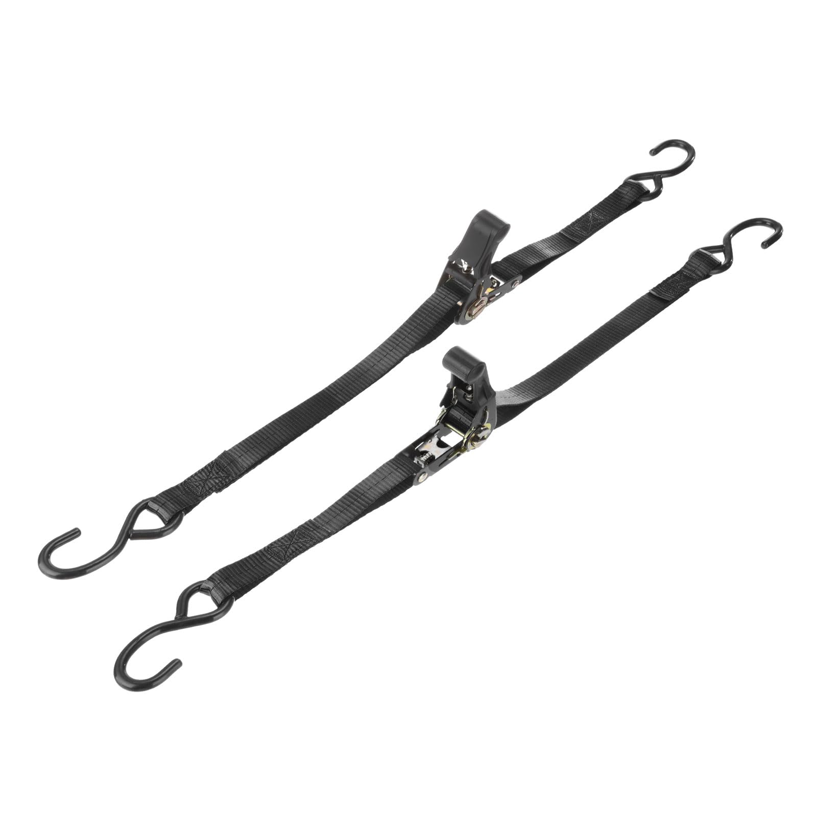 PATIKIL Boat Trailer Transom Tie Down Straps 25mm x 1.5 m / 1"x5', 1763lbs Break Strength Ratchet Adjustable Straps with S Hook for Marine Trailing Boating, Black