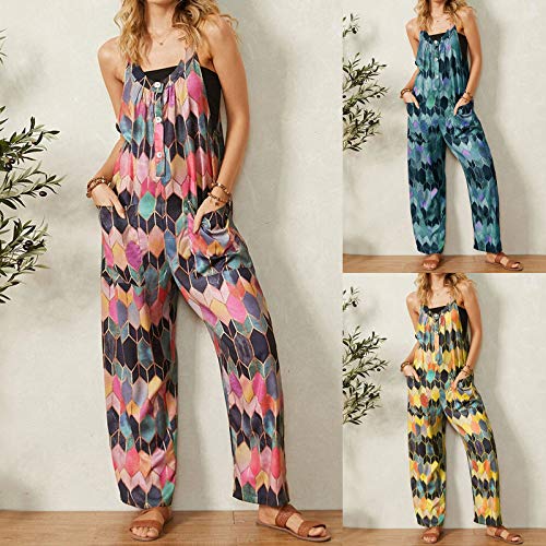 cllios Jumpsuits for Women Summer Casual Sleeveless Jumpsuit Beach Rompers Adjustable Jumpsuit Long Romper with Pockets