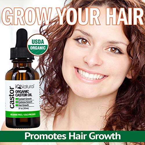 Organic Castor Oil - 100% USDA Certified Pure Cold Pressed - Boost Growth For Eyelashes, Hair, Eyebrows, Face and Skin - with Treatment Applicator Kit 1oz (30ml) ((2 Pack) 1oz each CASTER)