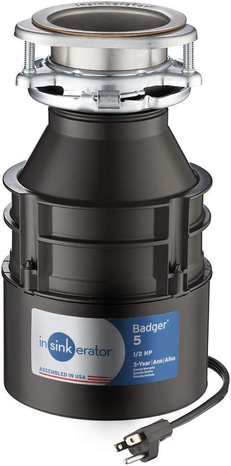 InSinkErator Garbage Disposal with Cord, Badger 5XP, 3/4 HP Continuous Feed - - 