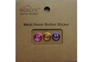 RED ROCK Emoticon Happy Smile Face 3 Pieces Hot Pink Gold Purple Aluminum Metal Home Button Stickers for iPhone 5 4/4s 3GS 3G, iPad 2, iPad Mini, iPod Touch