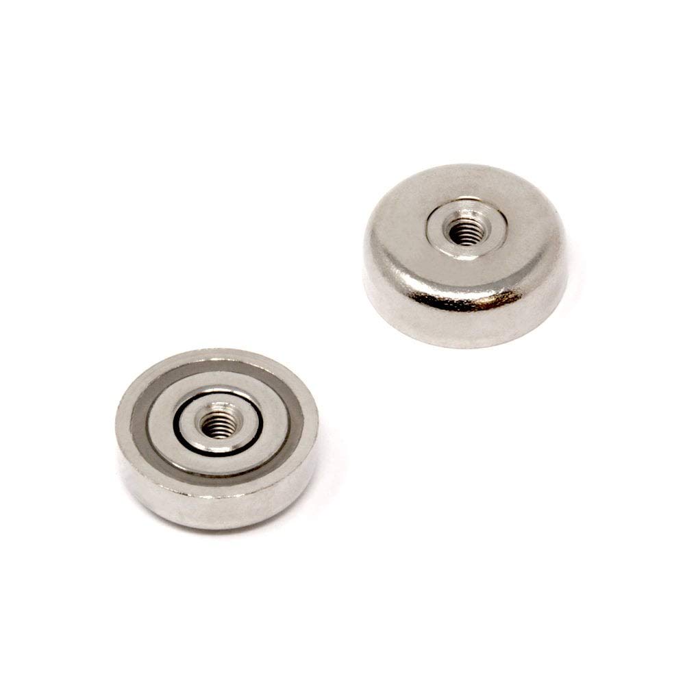 N42 Neodymium Pot Magnet with M5 Internal Thread for Holding, Hanging and Displaying Items - 25mm dia - 10.5kg Pull - Pack of 1