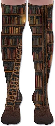 Men's Women's Knee High Socks Library Bookshelf Vintage Compression Socks Athletic Sock