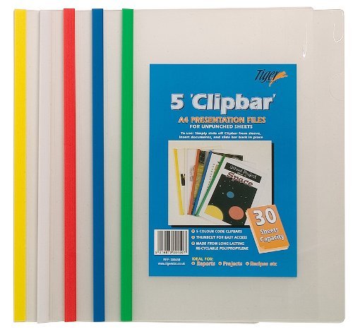 5 x A4 Clear Clip Bar Files Report Project Presentation Slide Binder Folders