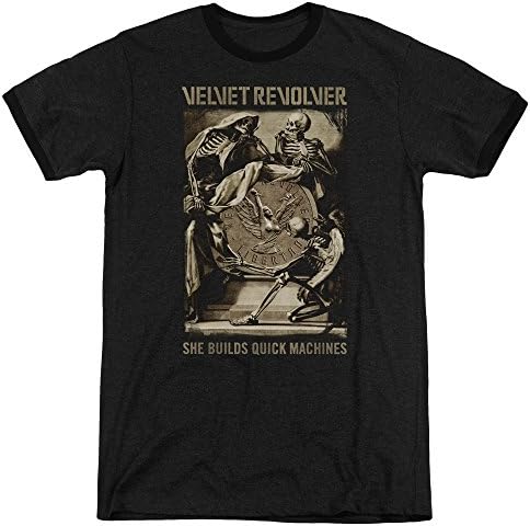 Velvet Revolver Quick Machines Mens Adult Heather Ringer Shirt Black Xl