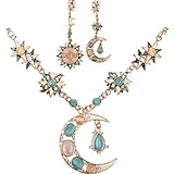 Imixlot Rhinestone Enamel Star Sun Moon Flower Pendant Necklace Dangle Earrings