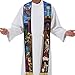 Christmas Nativity Vestments Stained Glass Christmas Nativity Overlay Stole, 110 Inch Beige