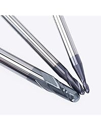 HUHAO   Bola de acero de tungsteno con revestimiento para nariz, 2 molinillos de punta de flauta HRC45 con espiral de corte en espiral, herramientas de grabado CNC