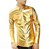 Ouye Men's Gold Coating Long Sleeve Casual Shirt