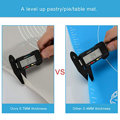 Silicone Pastry Mat Non-Slip with Measurements for Silicon Baking Mats, Non-Stick Dough Rolling Mat, Kneading Bread/Placemat/Fondant/Sugarcraft/Pie Crust Sheet by Sapid,15.7''×19.7''(Gray)
