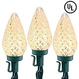 Brizled Faceted C9 LED Christmas Lights, 25 LED 16ft Fairy Decorative String Lights, 120V UL Certified for Indoor and Outdoor Decoration, Patio and Christmas Tree, Warm White