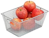 Silver Mesh Open Bin Storage Basket Organizer for Fruits,  Pantry Items Toys, 9.8 X 6.5 X 4.5 1100