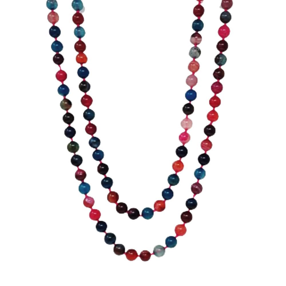 Treasure Bay Boho Chic 120cm Natural Gemstone Beaded Long Necklace for Women & Girls (Multicolor Agate) — image 1