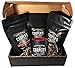 Whiskey Rum Barrel Aged Coffee Ground, Mug Box Set, Gift Box 3 Bag Sampler Set & Custom Barrel Mug, Single Origin Sumatra Whiskey, Ethiopian Rye, Rwanda Rum, 12oz
