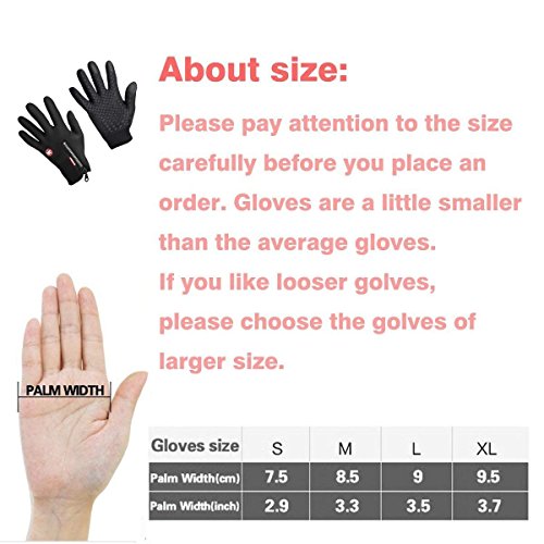 Waterproof Touch-Screen Gloves,with Full-Finger Design,for Outdoor Sports Climbing Dress Driving Cycling (Black, M) - Thumbnail 6