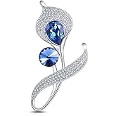 Blue diamond alloy horseshoe lily exquisite brooch suitable for banquet gatherings