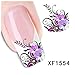 JIEPING 1 Sheet 3D Flower Nail Art Sticker Water Transfer Sticker 3D DIY Nail Decoration Nail Art Decal Sticker Flower and Leaf XF1554