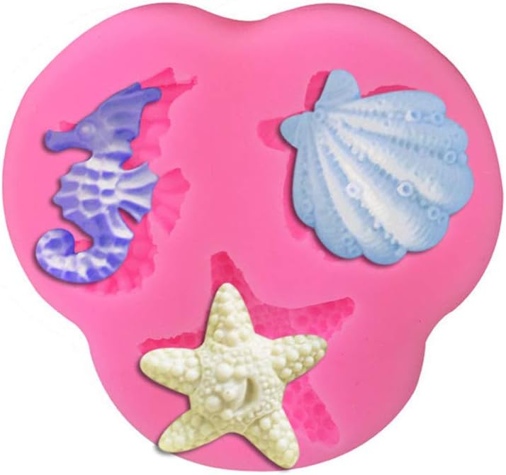 DUOYO Ocean Sea Life Theme Seashell Starfish Seahorse Silicone Fondant Mold Cake Decorating Chocolate Pastry Baking Mould